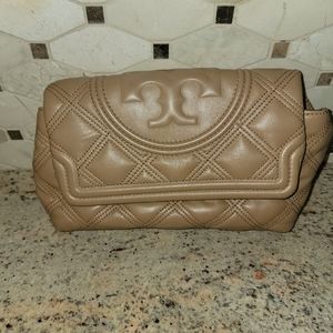 Tori Burch leather logo clutch bag